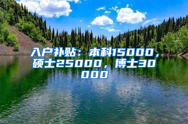 入户补贴：本科15000，硕士25000，博士30000