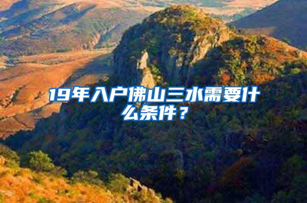 19年入户佛山三水需要什么条件？