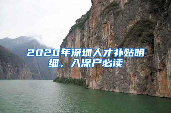 2020年深圳人才补贴明细，入深户必读