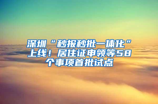 深圳“秒报秒批一体化”上线！居住证申领等58个事项首批试点