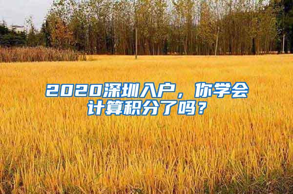 2020深圳入户，你学会计算积分了吗？