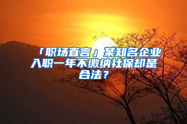 「职场直言」某知名企业入职一年不缴纳社保却是合法？