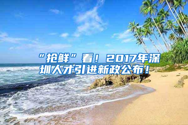 “抢鲜”看！2017年深圳人才引进新政公布！