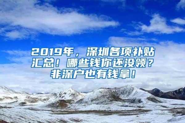 2019年，深圳各项补贴汇总！哪些钱你还没领？非深户也有钱拿！