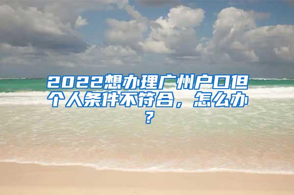 2022想办理广州户口但个人条件不符合，怎么办？