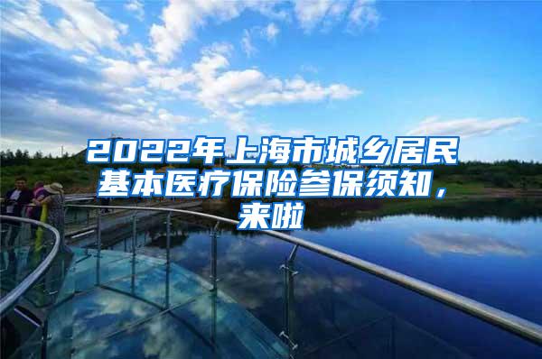 2022年上海市城乡居民基本医疗保险参保须知，来啦
