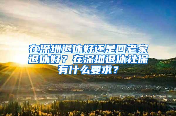 在深圳退休好还是回老家退休好？在深圳退休社保有什么要求？