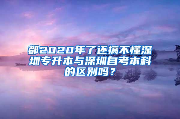 都2020年了还搞不懂深圳专升本与深圳自考本科的区别吗？