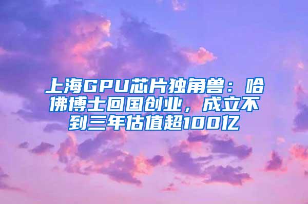 上海GPU芯片独角兽：哈佛博士回国创业，成立不到三年估值超100亿