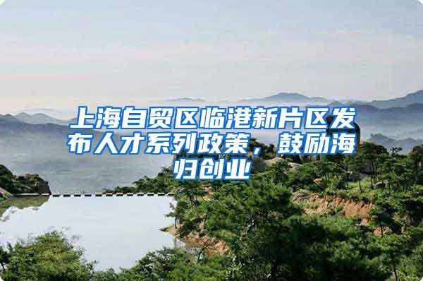 上海自贸区临港新片区发布人才系列政策，鼓励海归创业