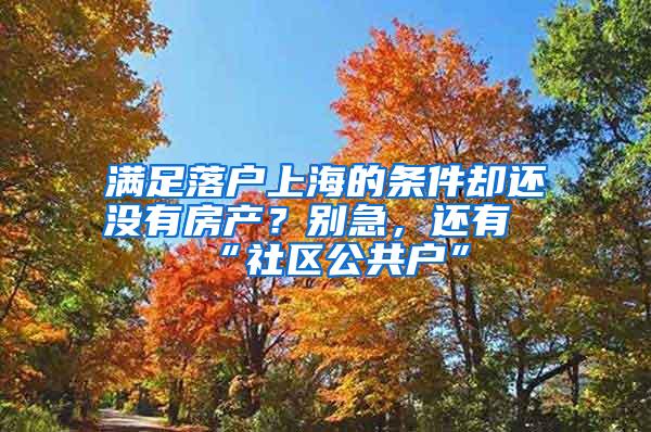 满足落户上海的条件却还没有房产？别急，还有“社区公共户”