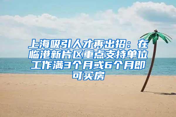 上海吸引人才再出招：在临港新片区重点支持单位工作满3个月或6个月即可买房
