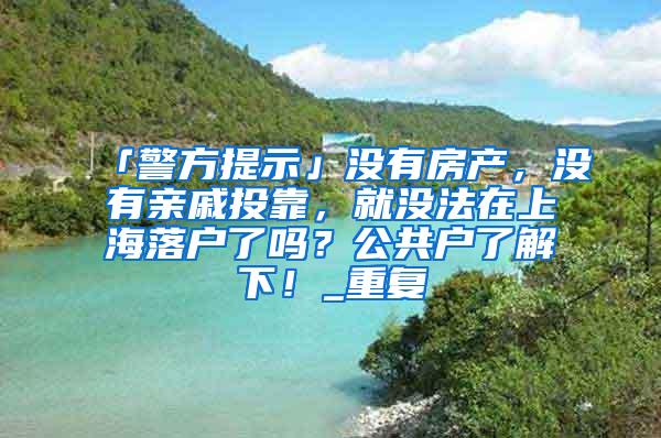 「警方提示」没有房产，没有亲戚投靠，就没法在上海落户了吗？公共户了解下！_重复