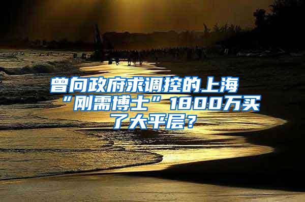 曾向政府求调控的上海“刚需博士”1800万买了大平层？