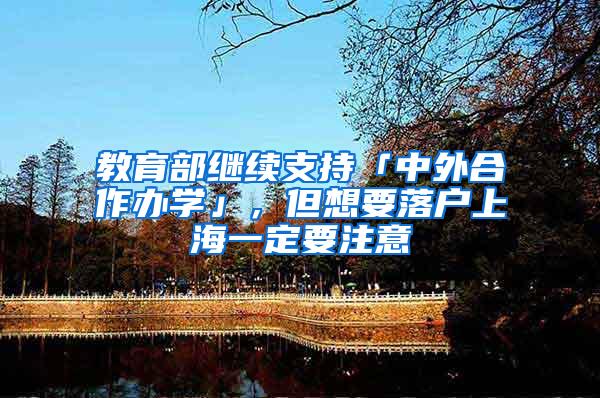 教育部继续支持「中外合作办学」，但想要落户上海一定要注意