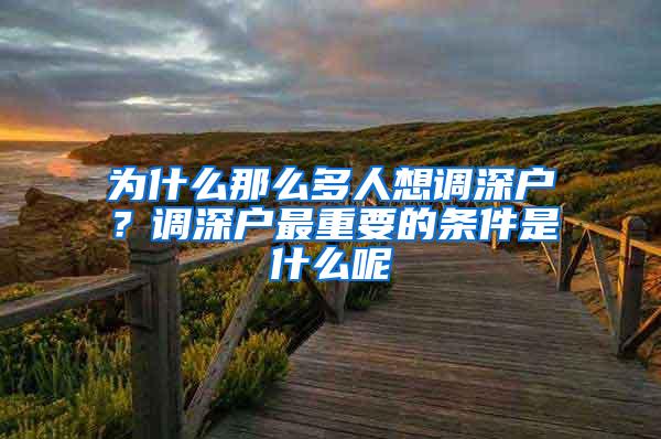 为什么那么多人想调深户？调深户最重要的条件是什么呢