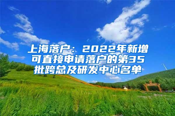 上海落户：2022年新增可直接申请落户的第35批跨总及研发中心名单