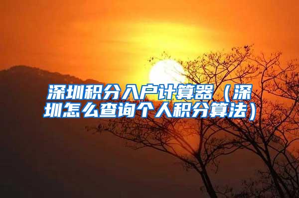 深圳积分入户计算器（深圳怎么查询个人积分算法）