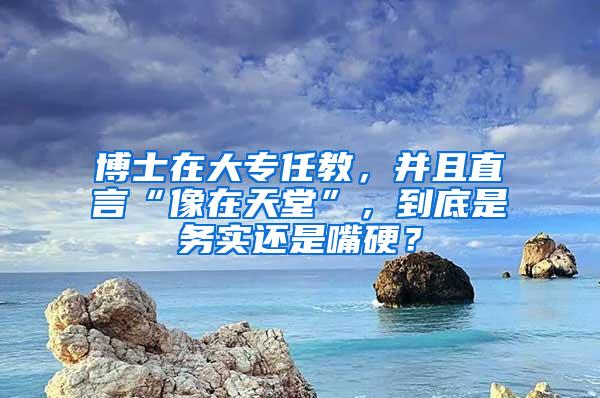 博士在大专任教，并且直言“像在天堂”，到底是务实还是嘴硬？