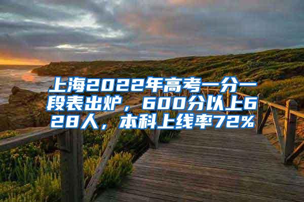 上海2022年高考一分一段表出炉，600分以上628人，本科上线率72%