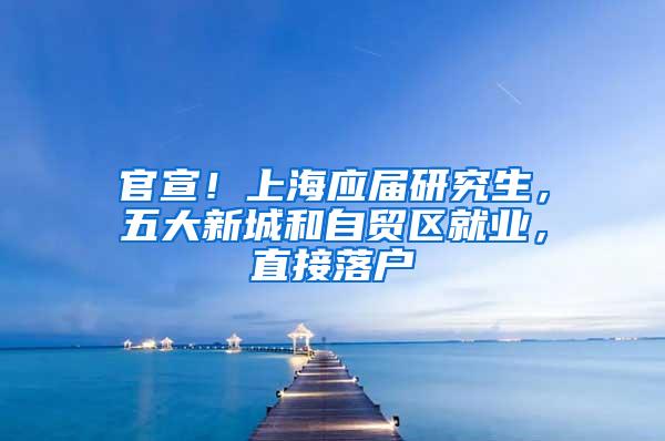 官宣！上海应届研究生，五大新城和自贸区就业，直接落户