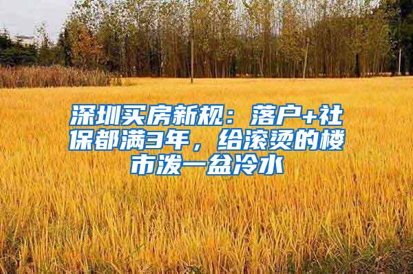 深圳买房新规：落户+社保都满3年，给滚烫的楼市泼一盆冷水