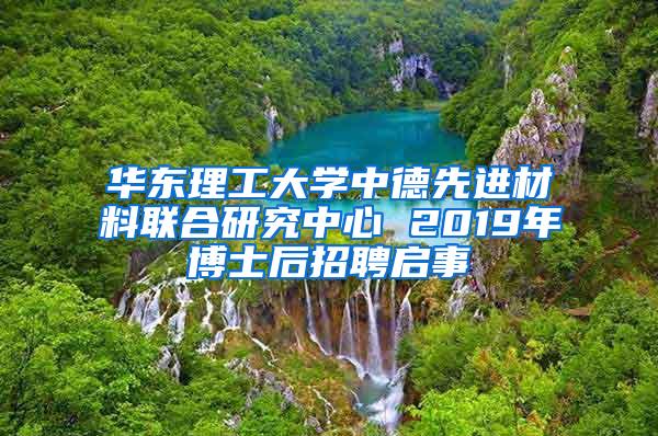 华东理工大学中德先进材料联合研究中心 2019年博士后招聘启事