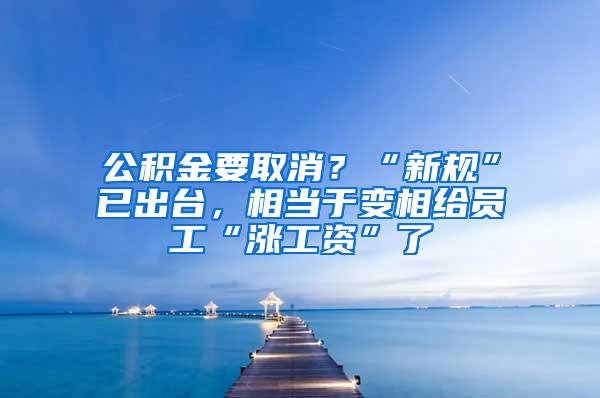 公积金要取消？“新规”已出台，相当于变相给员工“涨工资”了