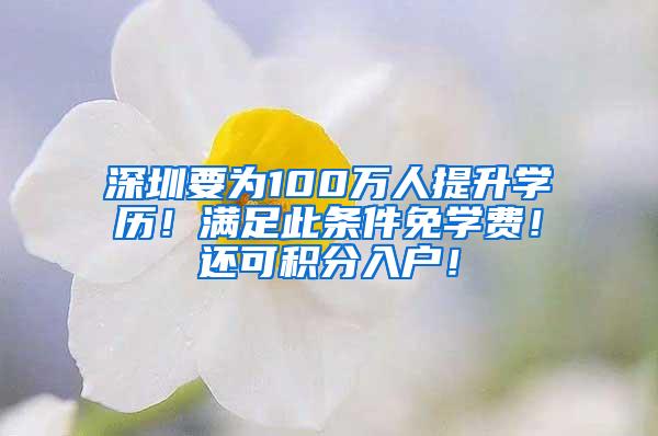 深圳要为100万人提升学历！满足此条件免学费！还可积分入户！