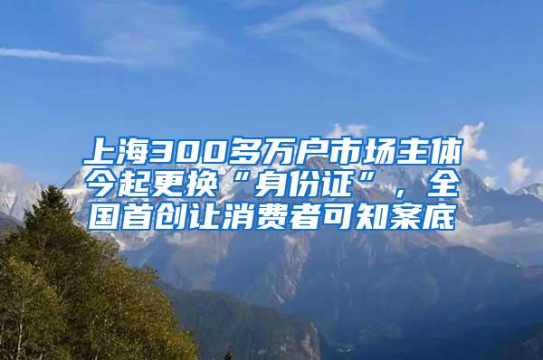 上海300多万户市场主体今起更换“身份证”，全国首创让消费者可知案底