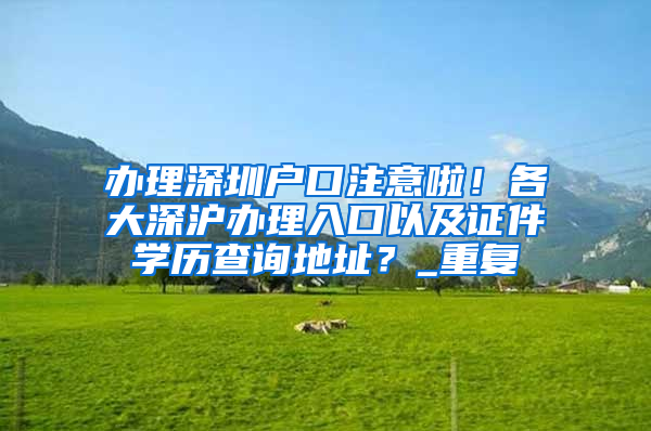 办理深圳户口注意啦！各大深沪办理入口以及证件学历查询地址？_重复