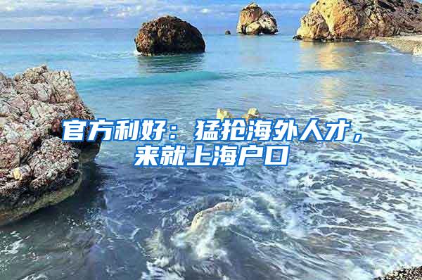 官方利好：猛抢海外人才，来就上海户口