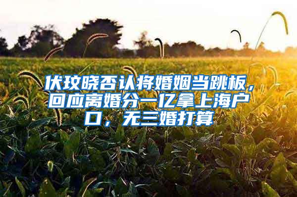 伏玟晓否认将婚姻当跳板，回应离婚分一亿拿上海户口，无三婚打算