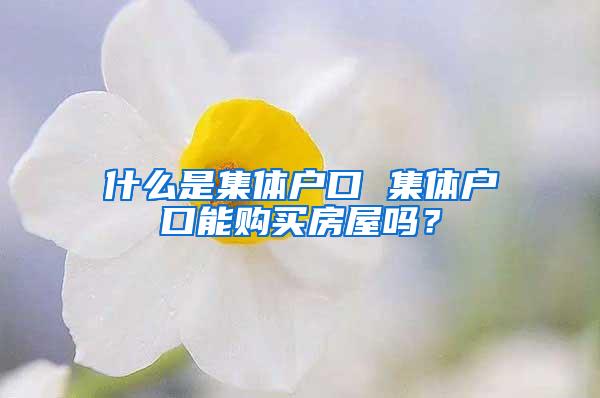 什么是集体户口 集体户口能购买房屋吗？