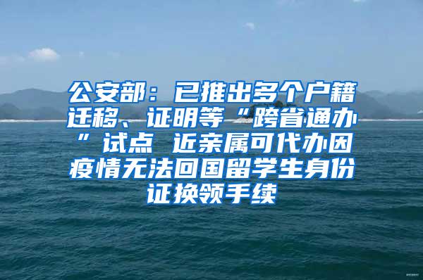 公安部：已推出多个户籍迁移、证明等“跨省通办”试点 近亲属可代办因疫情无法回国留学生身份证换领手续