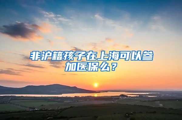 非沪籍孩子在上海可以参加医保么？