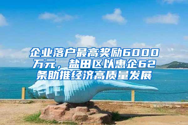 企业落户最高奖励6000万元，盐田区以惠企62条助推经济高质量发展