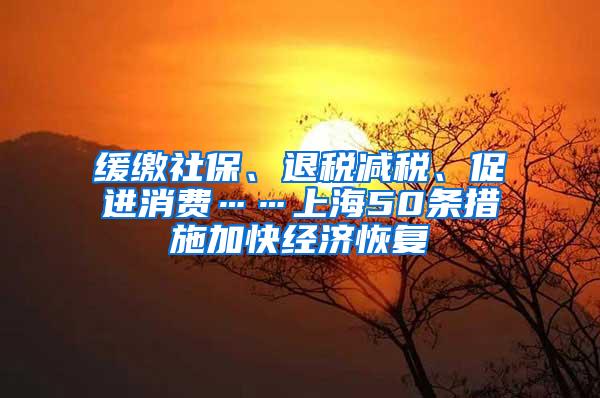 缓缴社保、退税减税、促进消费……上海50条措施加快经济恢复