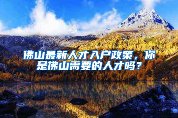 佛山最新人才入户政策，你是佛山需要的人才吗？