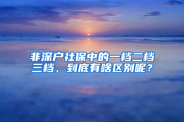 非深户社保中的一档二档三档，到底有啥区别呢？