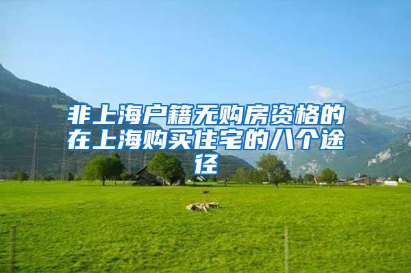 非上海户籍无购房资格的在上海购买住宅的八个途径