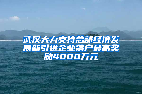 武汉大力支持总部经济发展新引进企业落户最高奖励4000万元