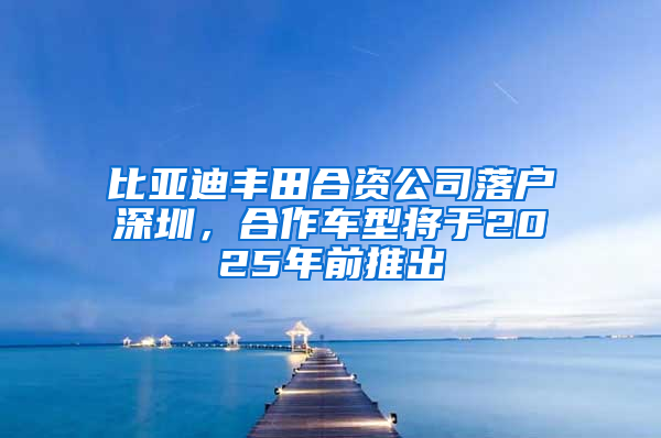 比亚迪丰田合资公司落户深圳，合作车型将于2025年前推出