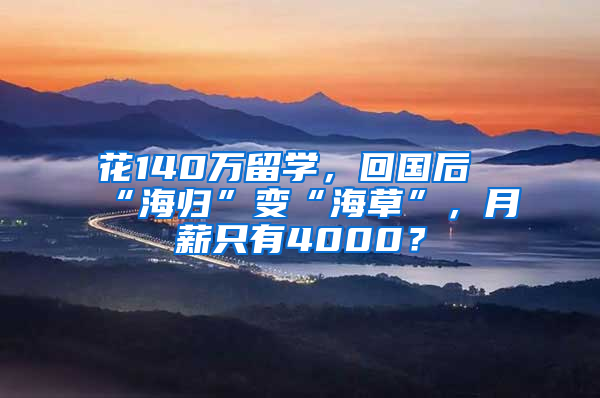 花140万留学，回国后“海归”变“海草”，月薪只有4000？