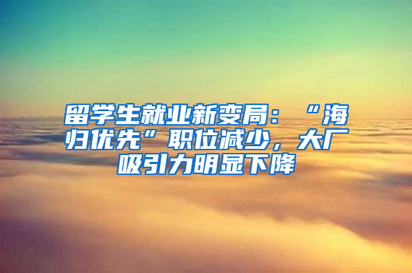 留学生就业新变局：“海归优先”职位减少，大厂吸引力明显下降