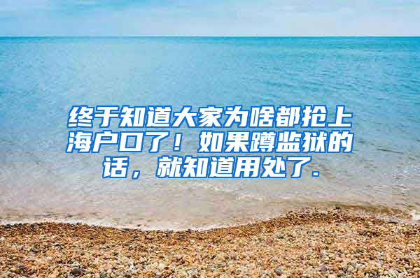 终于知道大家为啥都抢上海户口了！如果蹲监狱的话，就知道用处了.