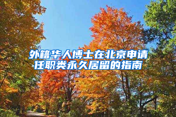 外籍华人博士在北京申请任职类永久居留的指南