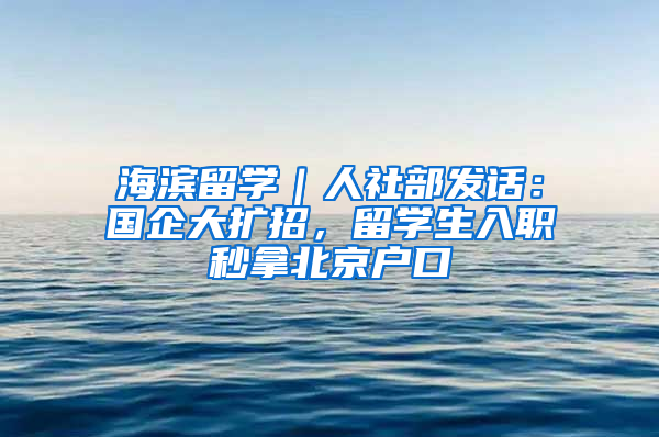 海滨留学｜人社部发话：国企大扩招，留学生入职秒拿北京户口