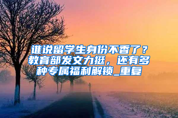 谁说留学生身份不香了？教育部发文力挺，还有多种专属福利解锁_重复