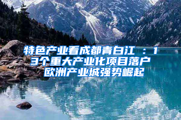 特色产业看成都青白江①：13个重大产业化项目落户 欧洲产业城强势崛起